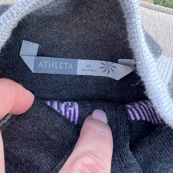 Athleta Nordic Half Zip Pullover  3/4 Zip Sweater Grey Purple Xs - Picture 4 of 10